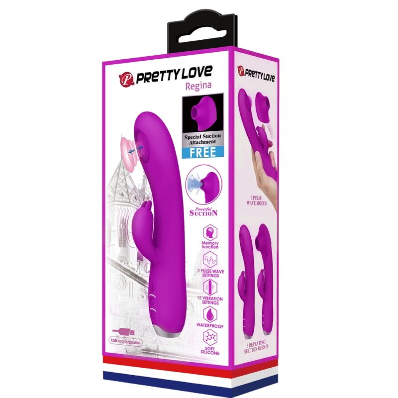 PRETTY LOVE - REGINA RECHARGEABLE VIBRATOR - PURPLE SUCTION GEL