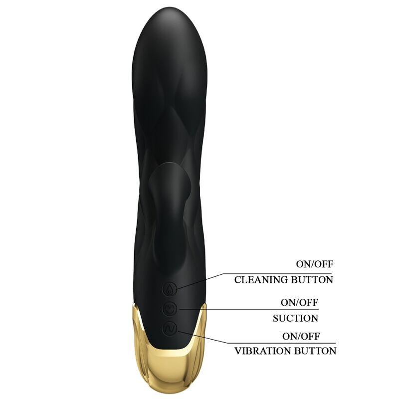 PRETTY LOVE - LUXURY RECHARGEABLE VIBRATOR, BLACK, GOLD PLATED