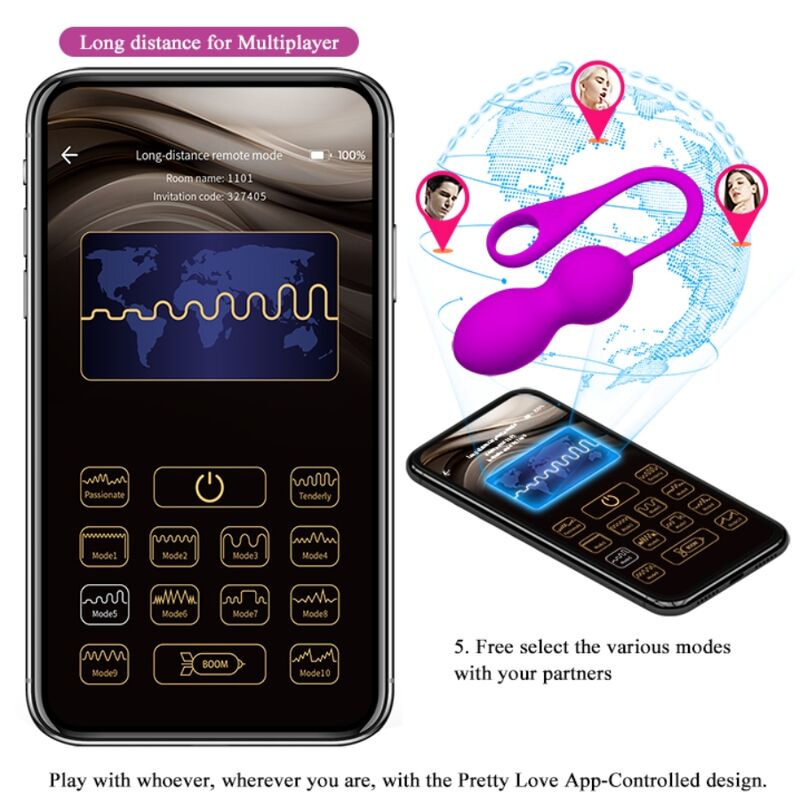 PRETTY LOVE - RECHARGEABLE VIBRATING BALLS ELVIRA VIOLET