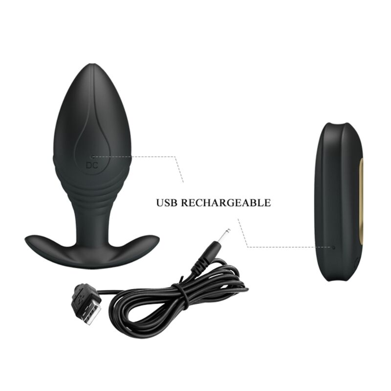 Regina anal plug rechargeable vibrator black