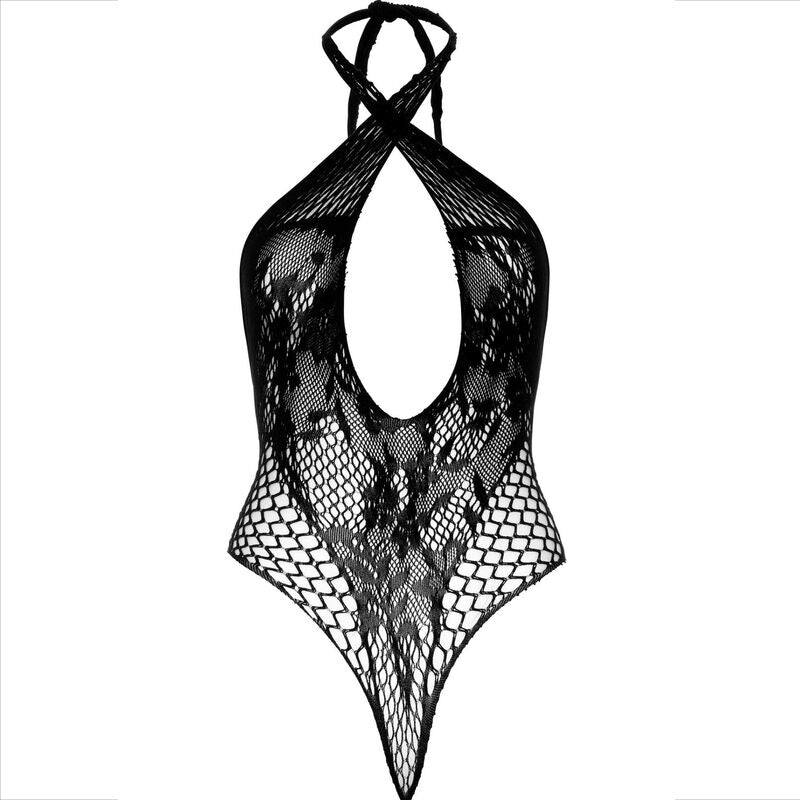 Black lace teddy halter