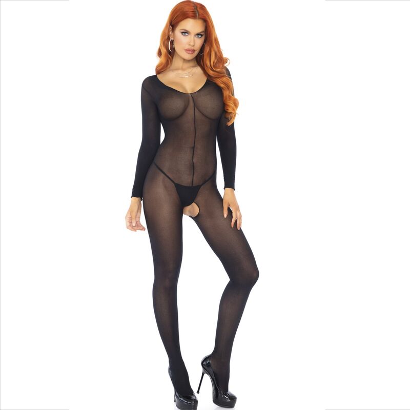 Black long-sleeved bodystocking