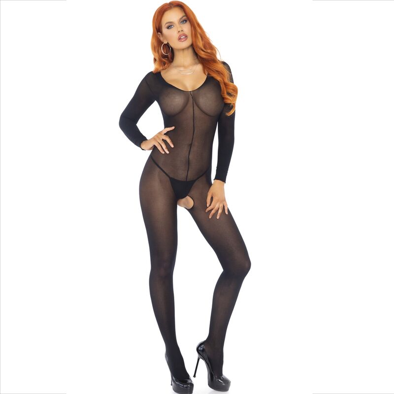 LEG AVENUE - BLACK LONG-SLEEVED BODYSTOCKING