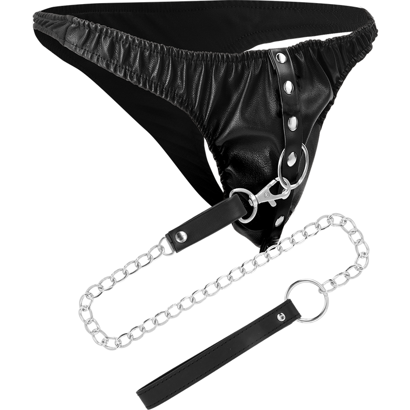 Submissive thong with metal chain