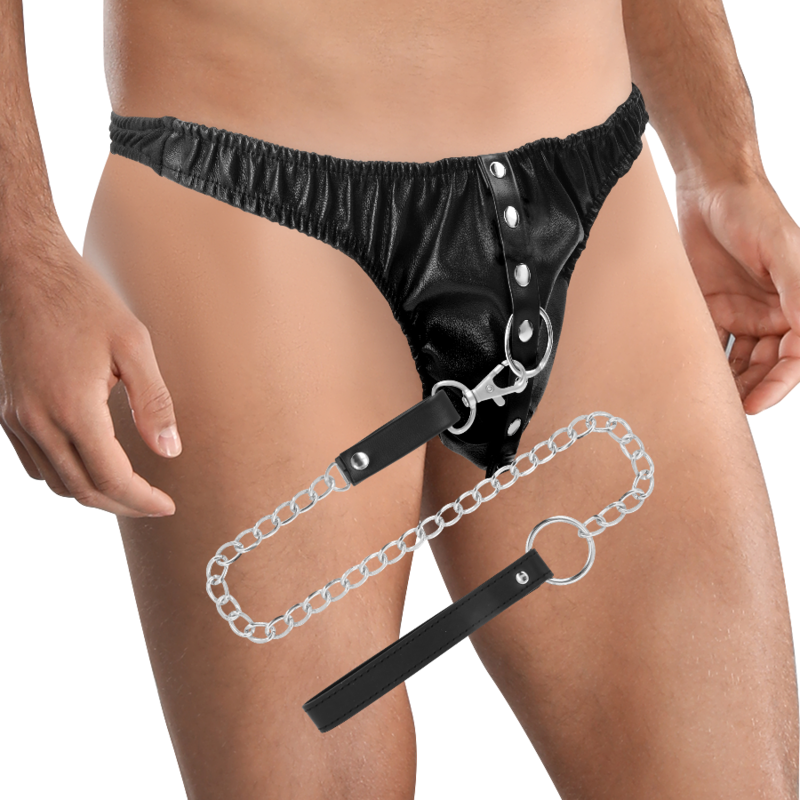 Submissive thong with metal chain