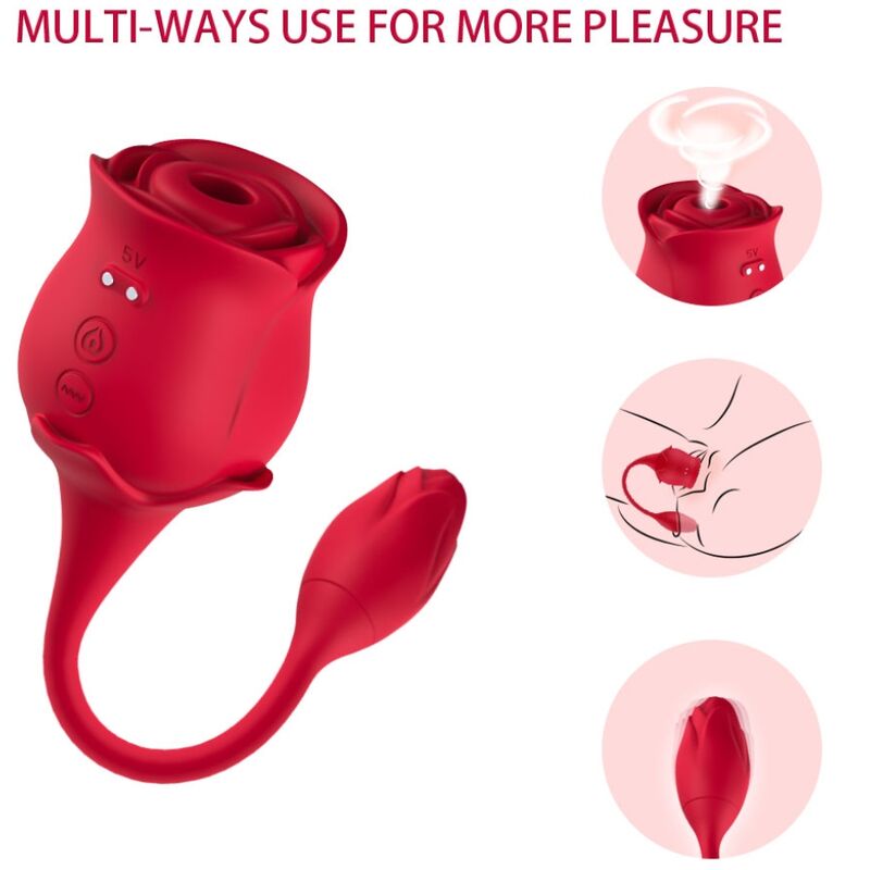 ARMONY - PINK CLITORIS ASPIRATOR AND VIBRATOR, 10 MODES, RED