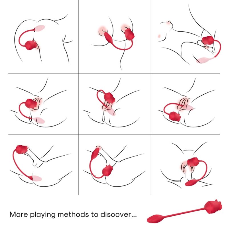 ARMONY - 2-IN-1 PINK SUCTION STIMULATOR AND VIBRATOR WITH 10 MODES AND RED TAIL