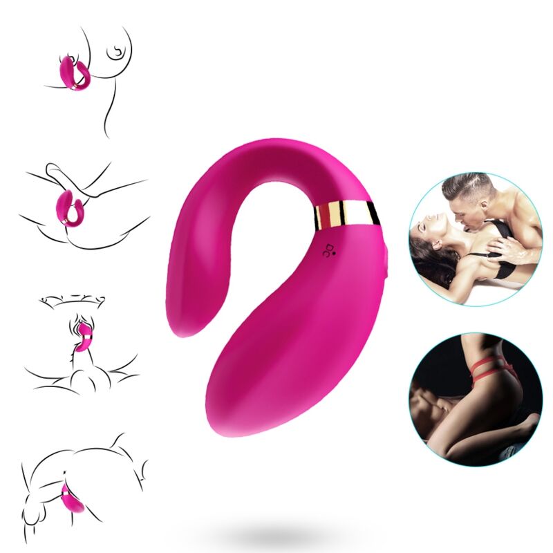 ARMONY - CRESCENT VIBRATOR FOR COUPLES WITH REMOTE CONTROL, FUCHSIA
