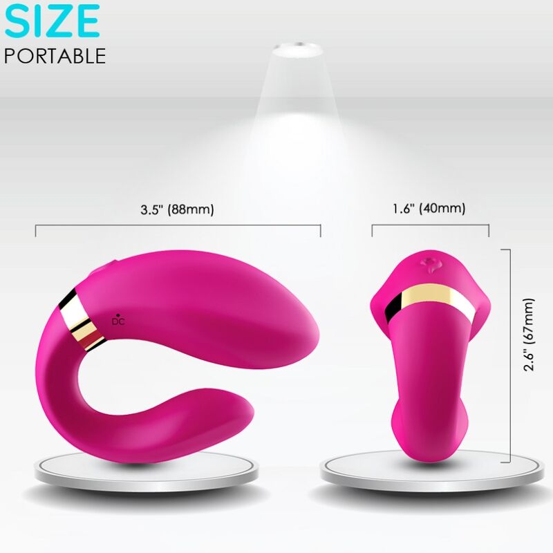 ARMONY - CRESCENT VIBRATOR FOR COUPLES WITH REMOTE CONTROL, FUCHSIA