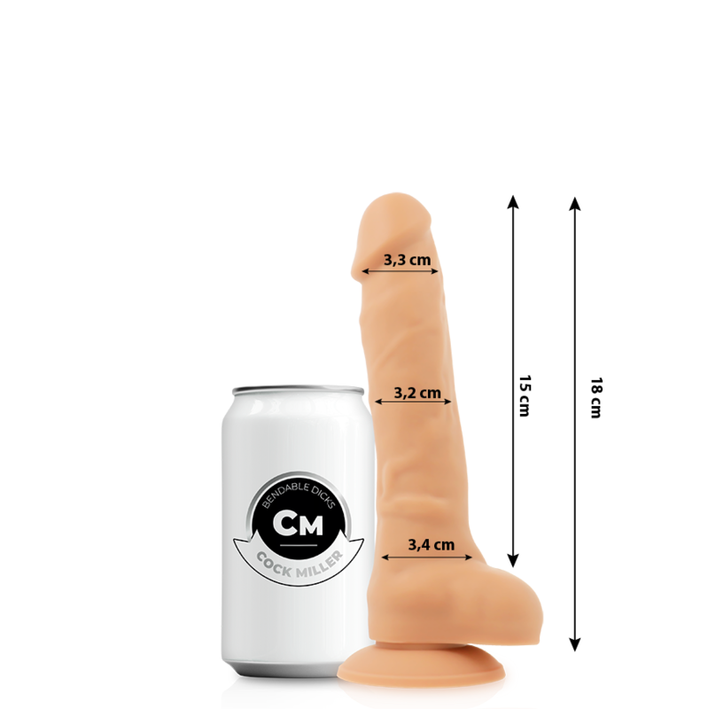 COCK MILLER - REALISTIC SILICONE DILDO, JOINTABLE, FLESH-STYLE, 18 CM