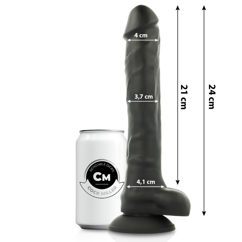 COCK MILLER - 24 CM BLACK ARTICULATED DENSITY SILICONE COCKSIL