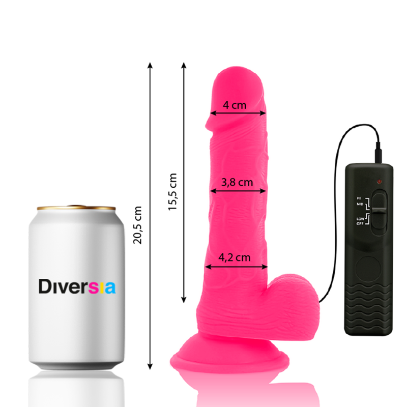 Pink flexible vibrating dildo 20.5 cm -o- 4.2 cm