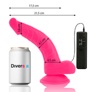 Pink flexible vibrating dildo 21.5 cm -o- 4.5 cm