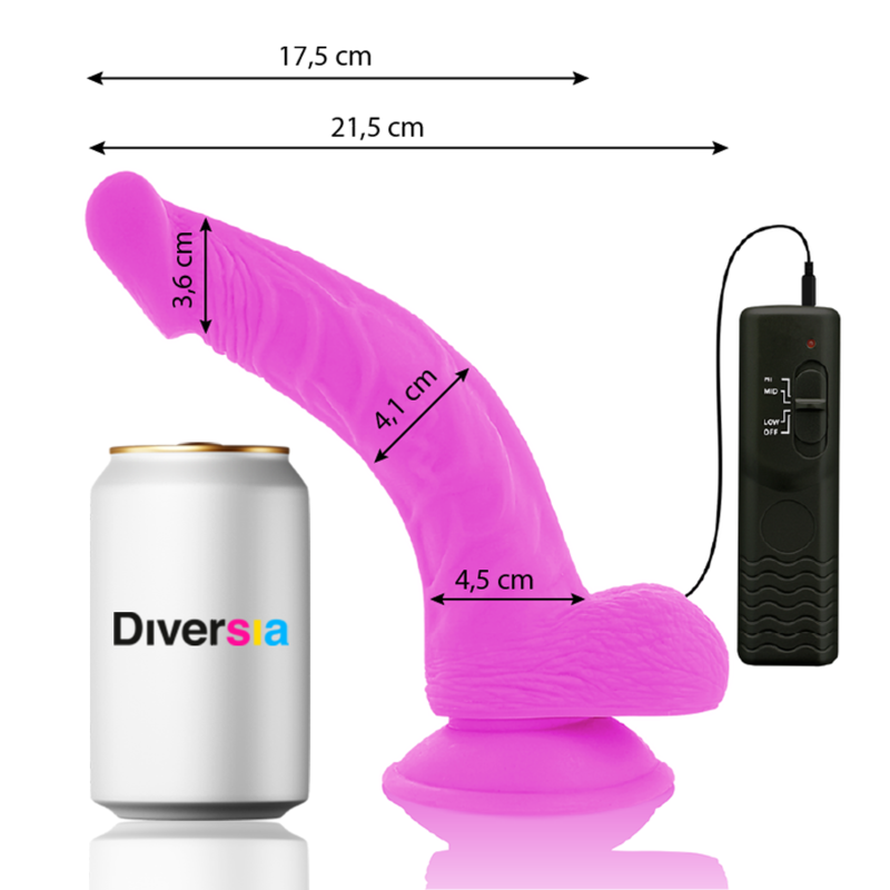 Purple flexible vibrating dildo 21.5 cm -o- 4.5 cm