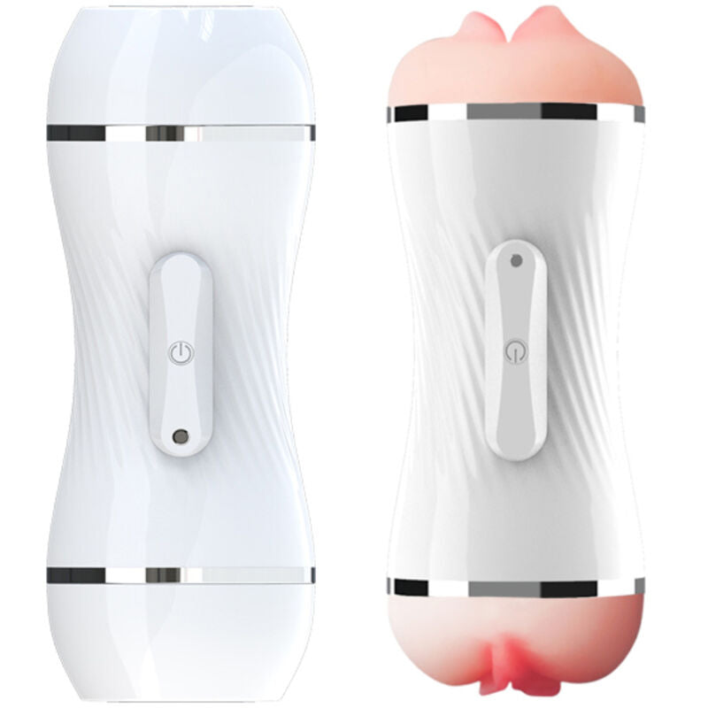 White double vibrator vagina and mouth masturbator