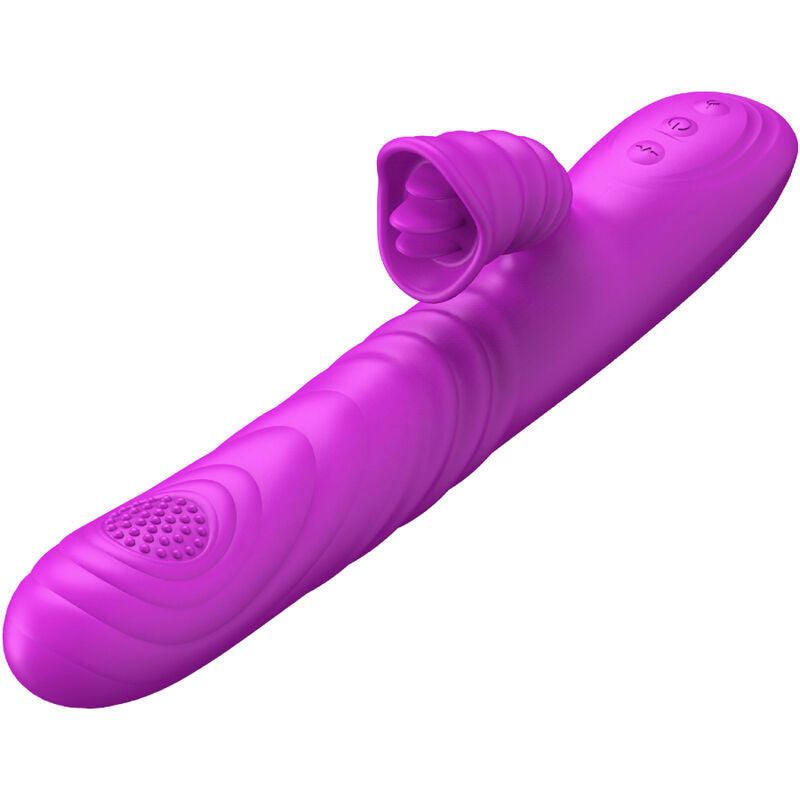 Angelia multifunctional vibrator with stimulating tongue, purple heat effect