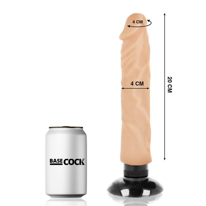 Vibromasseur Réaliste 2 en 1 Ventouse Extenseur 20 cm TPE - Basecock