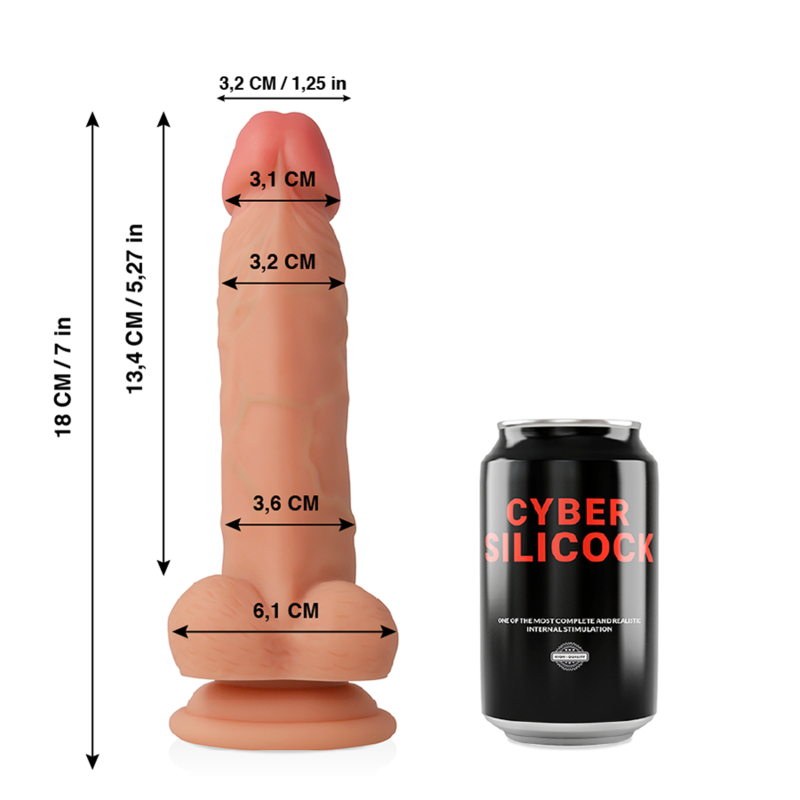 CYBER SILICOCK - JUDE ULTRA-REALISTIC SOFT LIQUID SILICONE 18 CM -O- 3.2 CM