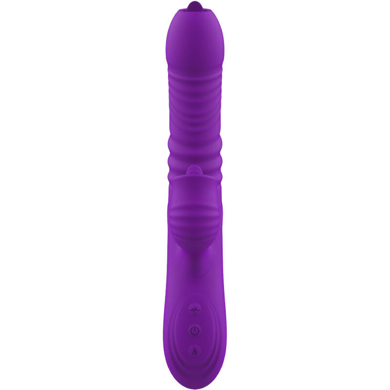 Fully G-spot rabbit vibrator with stimulating tongue, purple heat effect