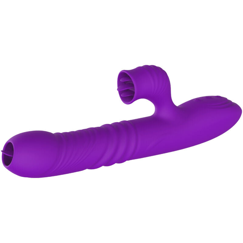 Fully G-spot rabbit vibrator with stimulating tongue, purple heat effect