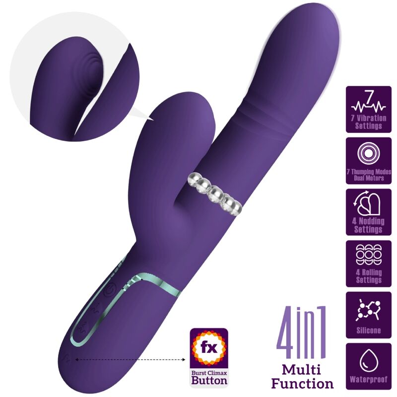 Vibromasseur Rabbit Point G 4 en 1 Va-et-Vient Rotation - Pretty Love