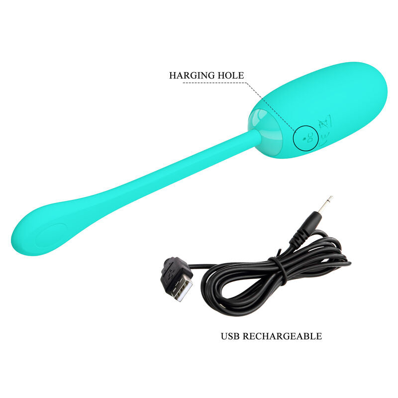 Julius waterproof vibrating egg - rechargeable aqua green