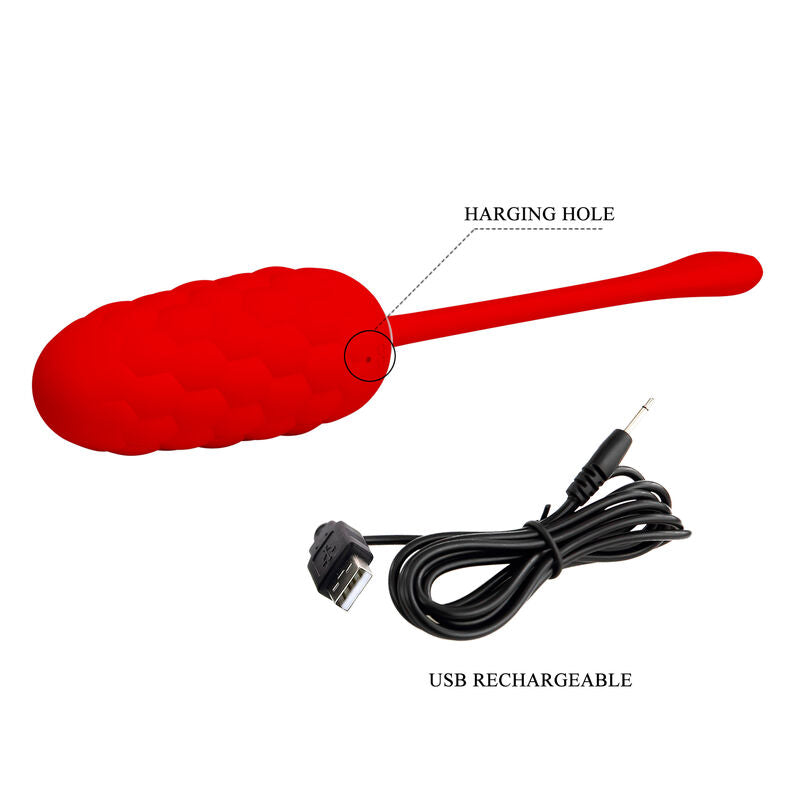 Rechargeable marine texture vibrating egg red