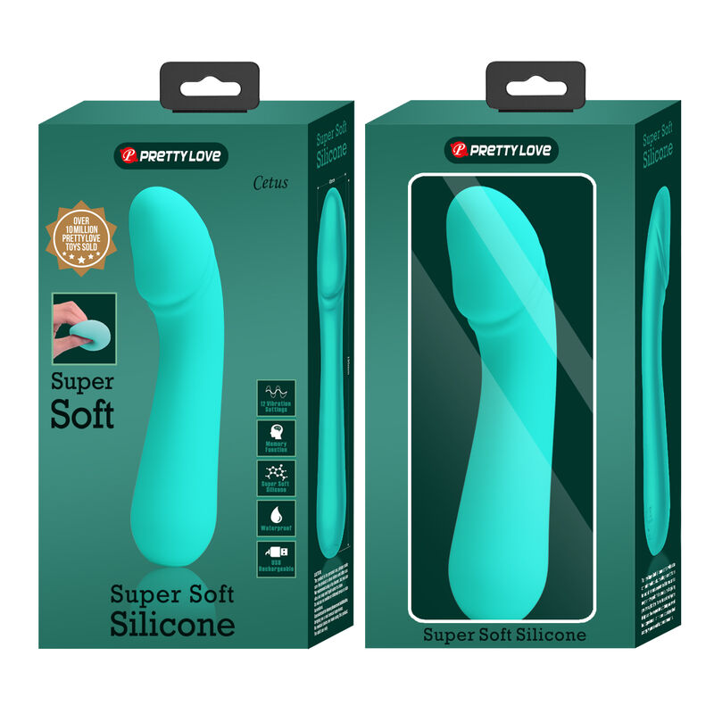 Cetus rechargeable vibrator, aqua green