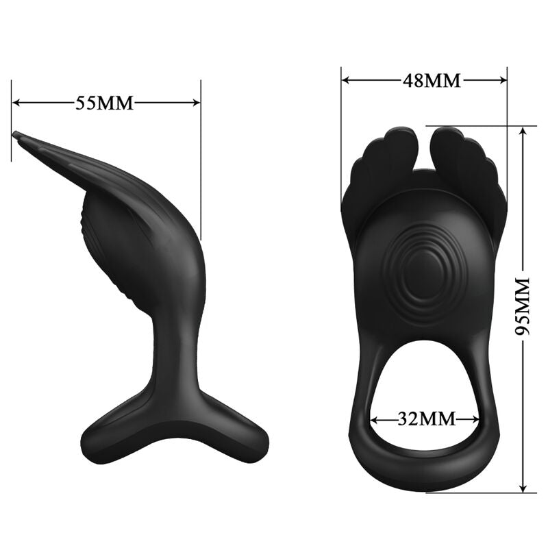 Silas vibrating penis ring 7 vibrations black silicone