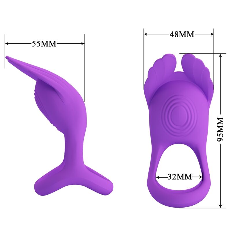 PRETTY LOVE - SILAS VIBRATING PENIS RING 7 VIBRATIONS PURPLE SILICONE