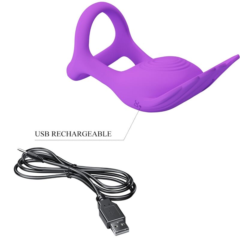 PRETTY LOVE - SILAS VIBRATING PENIS RING 7 VIBRATIONS PURPLE SILICONE
