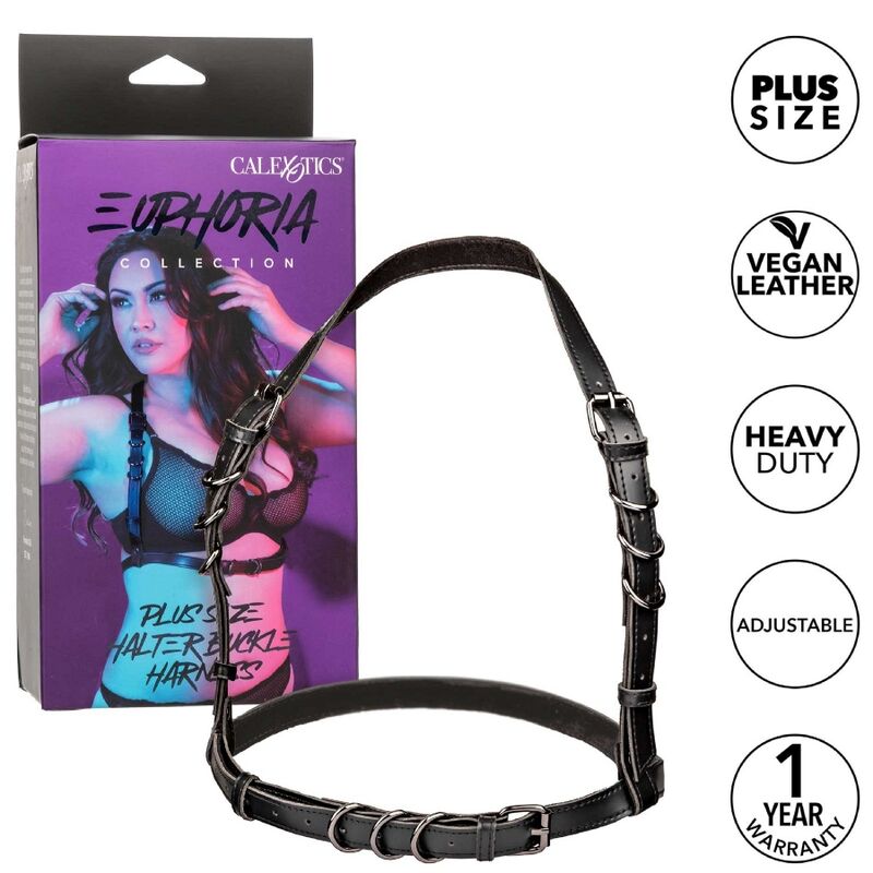 Euphoria Plus Size Black Halter Buckle Harness