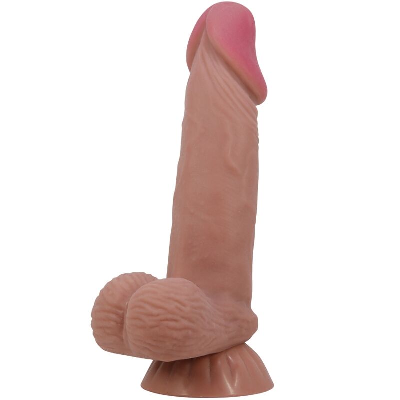 PRETTY LOVE - SLIDING SKIN SERIES REALISTIC DILDO WITH SLIDING SUCTION CUP BROWN SKIN 19.4 CM