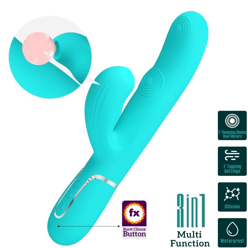 Perlita 3-in-1 multifunctional g-spot vibrator aqua green