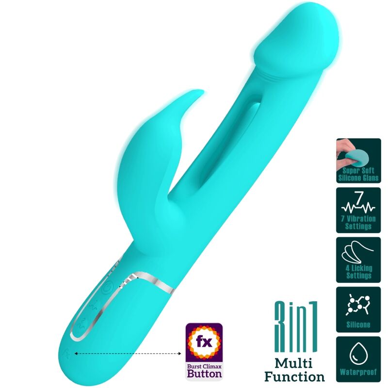 Dejon Rabbit 3-in-1 Multi-Function Vibrator Aqua Green
