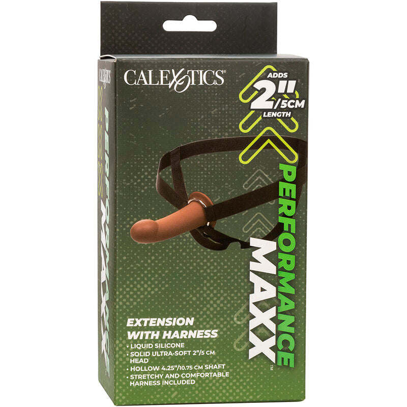 CALEXOTICS - MAXX PERFORMANCE EXTENSION WITH HARNESS FOR BROWN SKIN