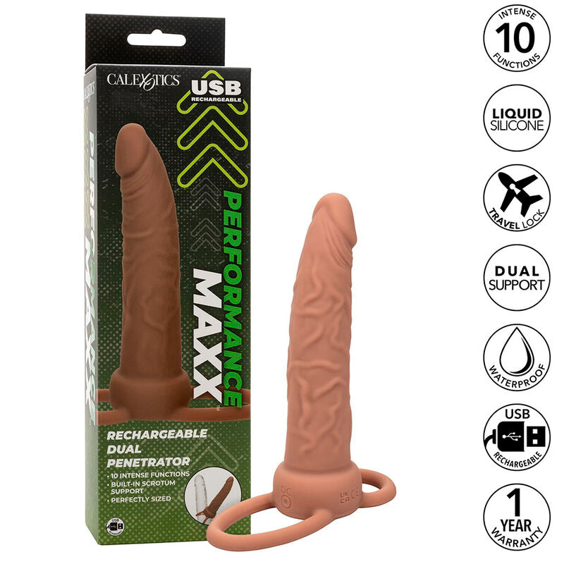 Maxx Performance Rechargeable Double Penetrator Skin Brown
