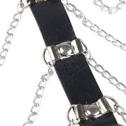 Black leather chain chest harness one size