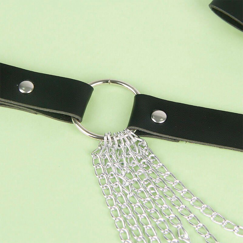 SUBLIME - BLACK LEATHER CHAIN ​​BELT, ONE SIZE