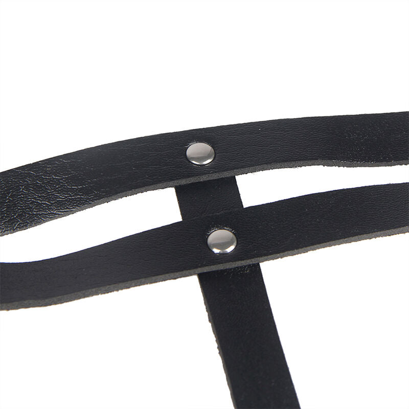 Leather ring chain belt black one size