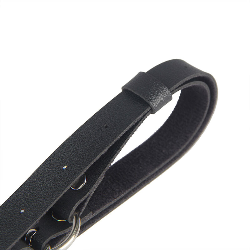 Black leather belt harness, one size