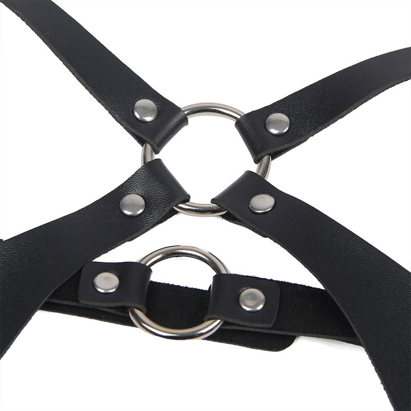 Full body harness with black leather buckles, one size