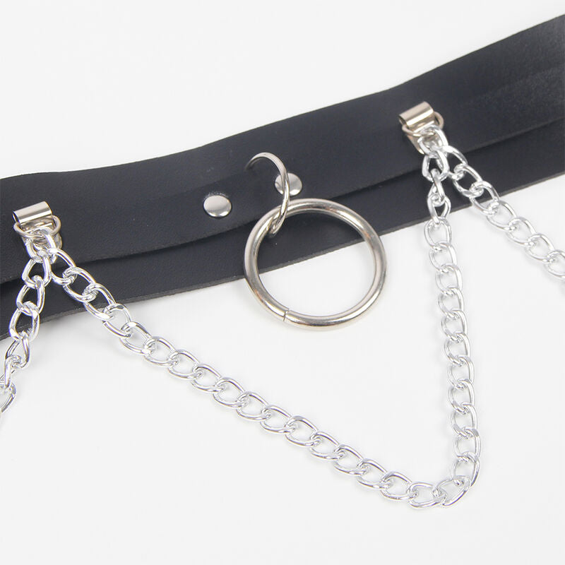 Harness belt and garters with rings and chain detail one size