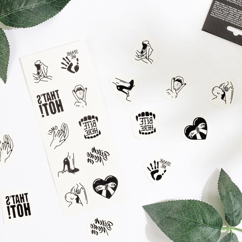 Set of 10 temporary tattoos kinky collection
