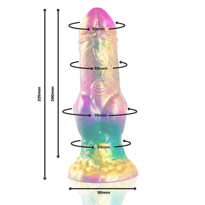 Iris Dildo with Rainbow Pleasure Testicles