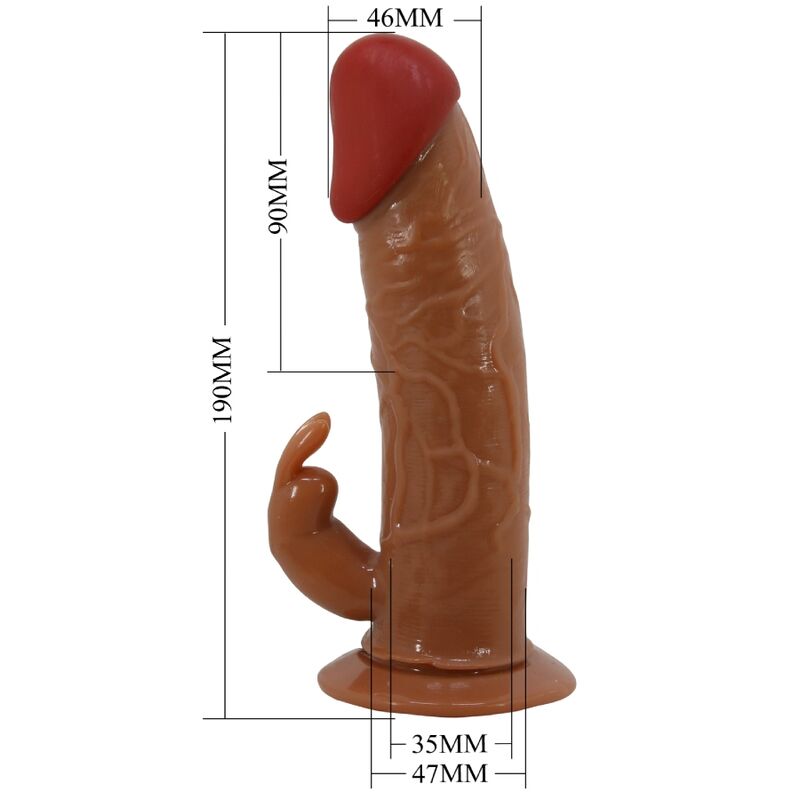 Marion universal brief harness with vibrating dildo 19 cm brown