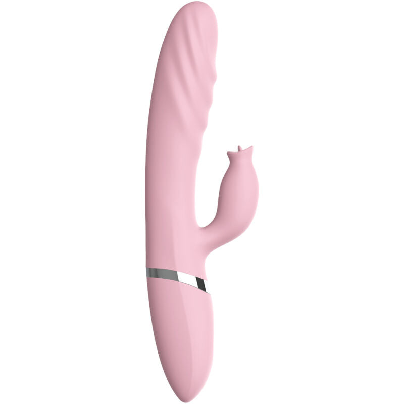 Vibrator &amp; thruster with pink heat effect tongue