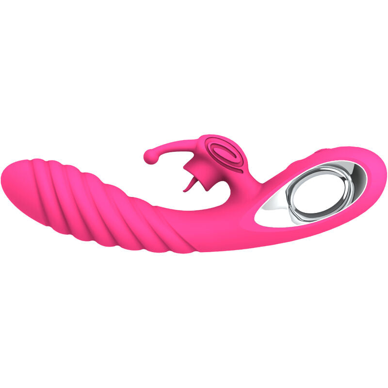 ARMONY - VICKY RABBIT VIBRATOR WITH TONGUE AND PULL RING, FUCHSIA
