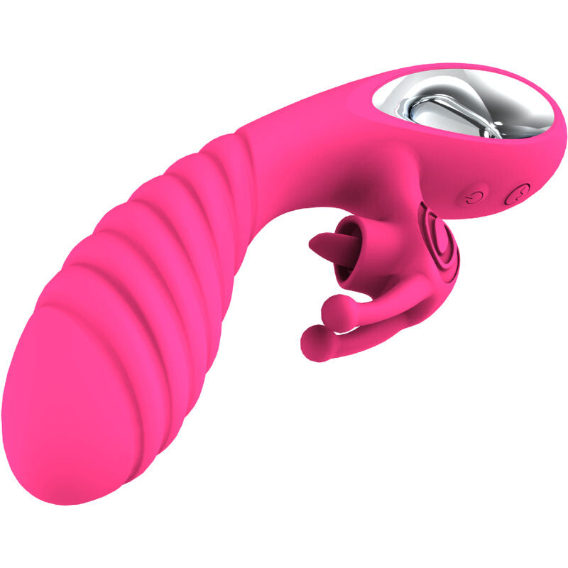 ARMONY - VICKY RABBIT VIBRATOR WITH TONGUE AND PULL RING, FUCHSIA