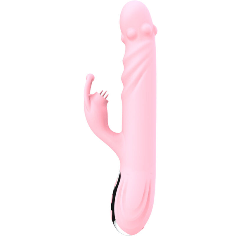 Fully tongue vibrator with pink heat effect stimulating tongue